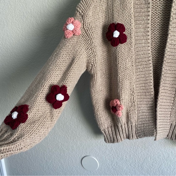 Anthropologie Beige and Pink Floral Cardigan - Picture 6 of 12
